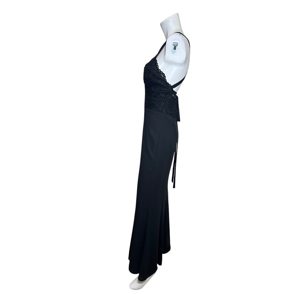 Fame and Partners MC180 Black Lace Bodice Maxi Dress Size 8 V Neck Formal NWT - Picture 5 of 13